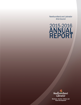 Newfoundland and Labrador Arts Council – 2015-16 Annual Report