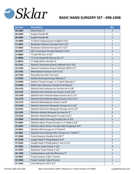 Basic Hand Surgery Set - #98-1008