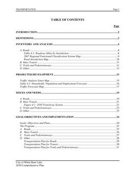 Table of Contents