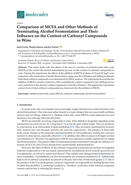 Comparison of MCFA and Other Methods of Terminating Alcohol Fermentation and Their Inﬂuence on the Content of Carbonyl Compounds in Wine