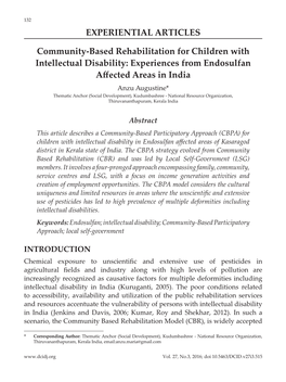 Experiences from Endosulfan Affected Areas in India