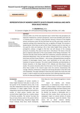 Representation of Women's Identity in Ruth Prawer Jhabvala and Anita Desai Select Novels