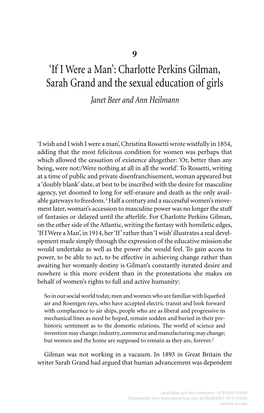 Charlotte Perkins Gilman, Sarah Grand and the Sexual Education of Girls Janet Beer and Ann Heilmann