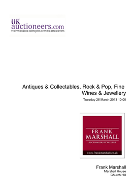 Antiques & Collectables, Rock & Pop, Fine Wines & Jewellery