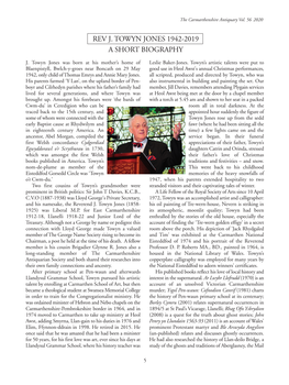 Rev J. Towyn Jones 1942-2019 a Short Biography