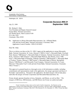 Corporate Decision #99-31 September 1999