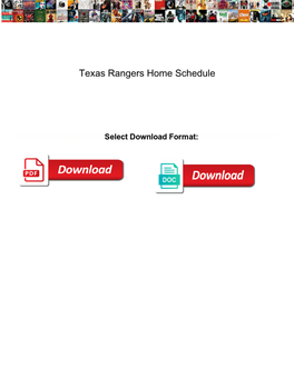 Texas Rangers Home Schedule