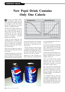 New Pepsi Drink Contains Only One Calorie • FDA Approves