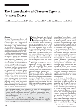 The Biomechanics of Character Types in Javanese Dance