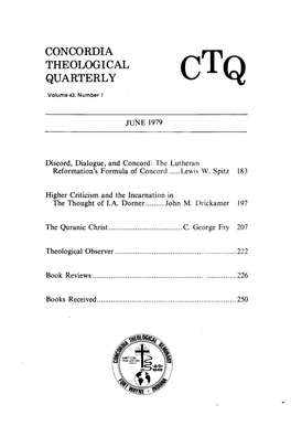 Concordia Theological Quarterly