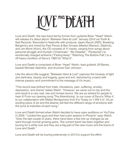 Love and Death, the New Band Led by Former Korn Guitarist Brian 