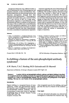 Is Clubbing a Feature of the Anti-Phospholipid Antibody