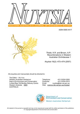 Western Australia's Journal of Systematic Botany