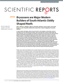 Bryozoans Are Major Modern Builders of South Atlantic Oddly Shaped Reefs Received: 6 March 2018 Alex C