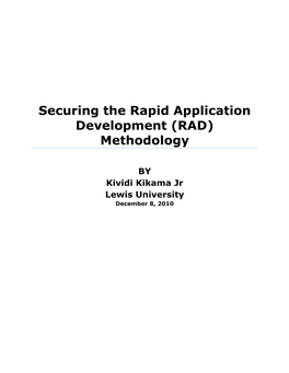 Securing the Rapid Application Development (RAD) Methodology