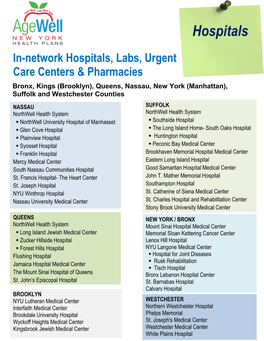 In-Network Hospitals, Labs, Urgent Care Centers & Pharmacies