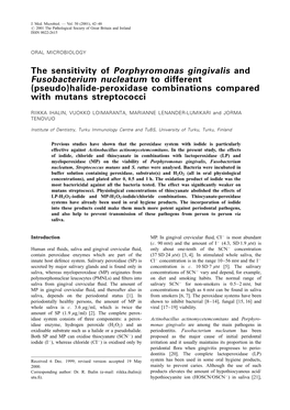 The Sensitivity of Porphyromonas Gingivalis and Fusobacterium Nucleatum to Different Pseudo)Halide-Peroxidase Combinations Compared with Mutans Streptococci