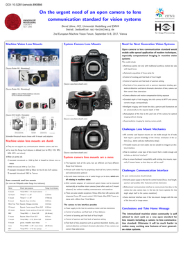 On the Urgent Need of an Open Camera to Lens Communication Standard for Vision Systems