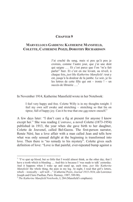 In November 1914, Katherine Mansfield Wrote in Her Notebook