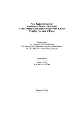 Plate Tectonic Evolution and Mineral Resource Potential of the Lancang River Zone, Southwestern Yunnan, People’S Republic of China