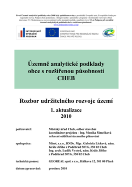 Územně Analytické Podklady Obce S Rozšířenou Působností CHEB