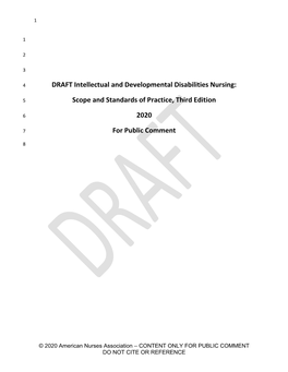 DRAFT Intellectual and Developmental Disabilities Nursing