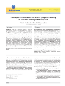 The Effect of Prospective Memory on an Explicit and Implicit Memory Task