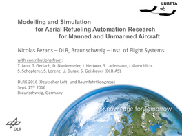 Modelling and Simulation for Aerial Refueling Automation Research for Manned and Unmanned Aircraft