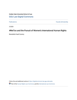 Metoo and the Pursuit of Women's International Human Rights
