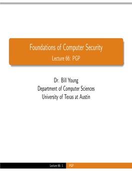 Lecture 66: PGP