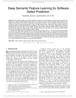 Deep Semantic Feature Learning for Software Defect Prediction