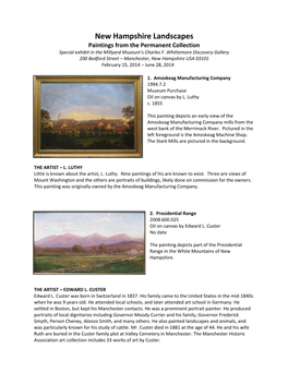 New Hampshire Landscapes Paintings from the Permanent Collection Special Exhibit in the Millyard Museum’S Charles F