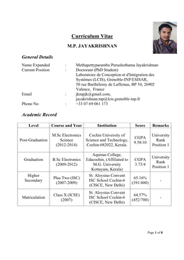 Curriculum Vitae M.P