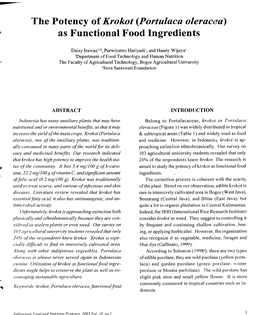 Portulaca Oleracea) As Functional Food Ingredients