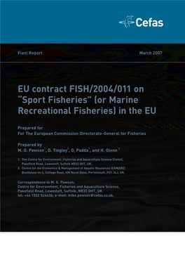 “Sport Fisheries” (Or Marine Recreational Fisheries)