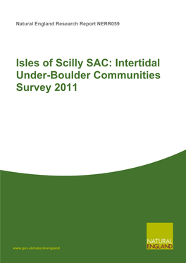 Isles of Scilly SAC: Intertidal Under-Boulder Communities Survey 2011
