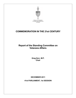 COMMEMORATION in the 21St CENTURY Report of the Standing