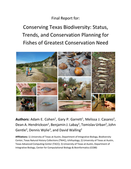 Conserving Texas Biodiversity: Status, Trends, and Conservation Planning for Fishes of Greatest Conservation Need