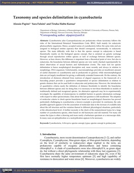 Taxonomy and Species Delimitation in Cyanobacteria