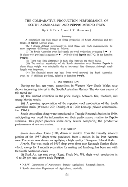 The Comparative Production Performance of South Australian and Peppin Merino Ewes