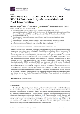 (RTNLB3) and RTNLB8 Participate in Agrobacterium-Mediated Plant Transformation