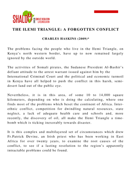 The Ilemi Triangle: a Forgotten Conflict