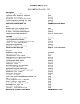 South & South East in Bloom Blooming Schools Competition 2012