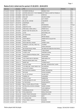 Redox DAS Artist List for Period: 01.02.2018