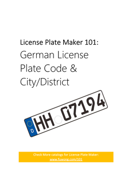 German License Plate Code & City/District