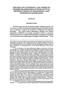 Role of Customary Law Under Sui Generis Frameworks of Intellectual Property Rights in Traditional and Indigenous Knowledge