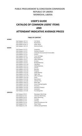 Catalog of Common Users' Items Attendant Indicative