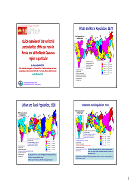 Quick Overview of the Territorial Particularities of the Sex Ratio In