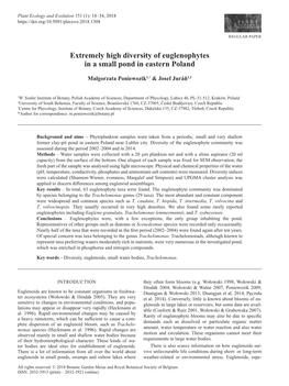 Extremely High Diversity of Euglenophytes in a Small Pond in Eastern Poland