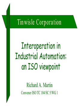 Interoperation in Industrial Automation: an ISO Viewpoint